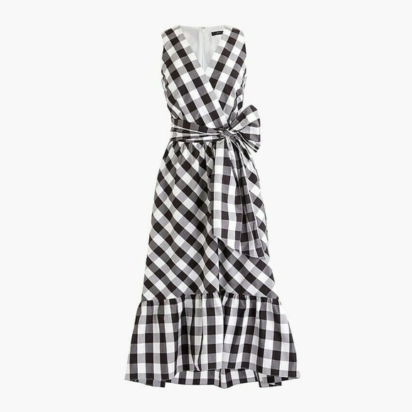 NEW NWT J.CREW Sleeveless faux-wrap dress gingham - Picture 2 of 5